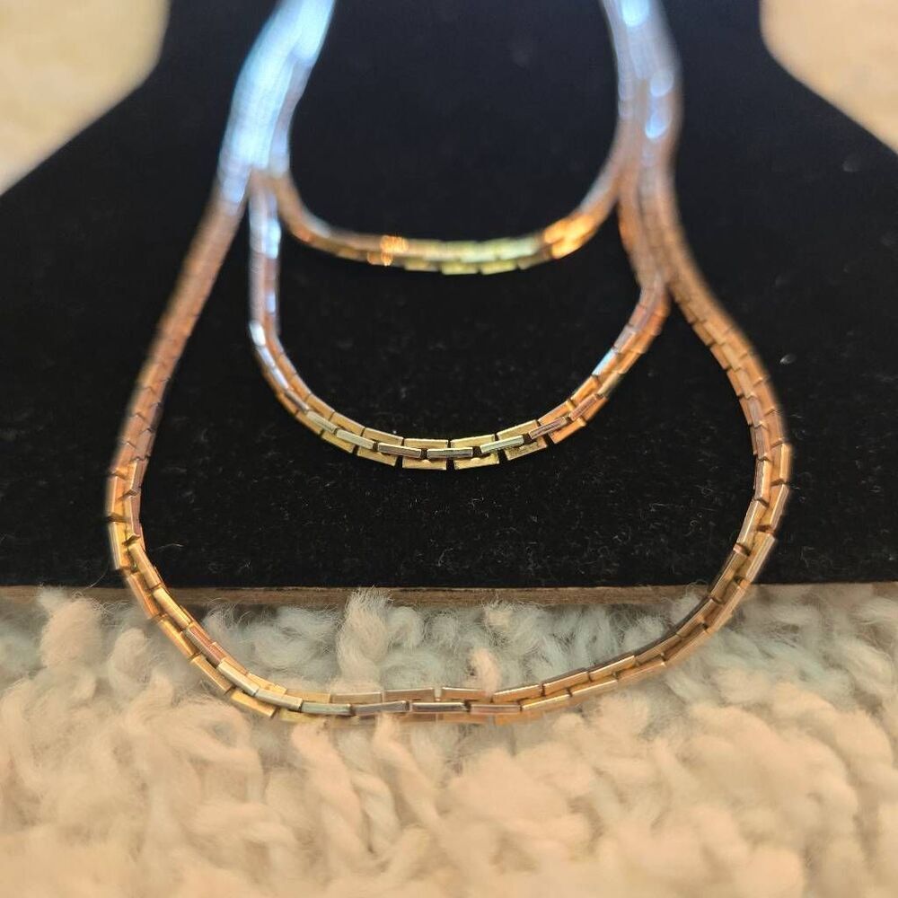 Vintage Gold Tone 3 strand Metal Chain Necklace